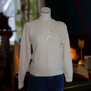 ANGORA & Wool sweater • Medium white long sleeve Winter Fall by YARNWORK women's
